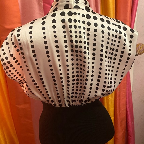 Dressy Satin Top Forever 21 🇺🇸 black and white polkadot print medium - Picture 5 of 8